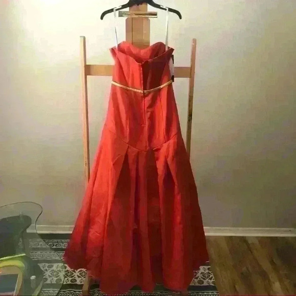 NWT Alfred Angelo Bridesmaids Orange Long Satin Dress Prom Evening Full Length - Picture 1 of 8